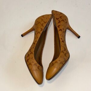 Coach Brown Patterned Heels